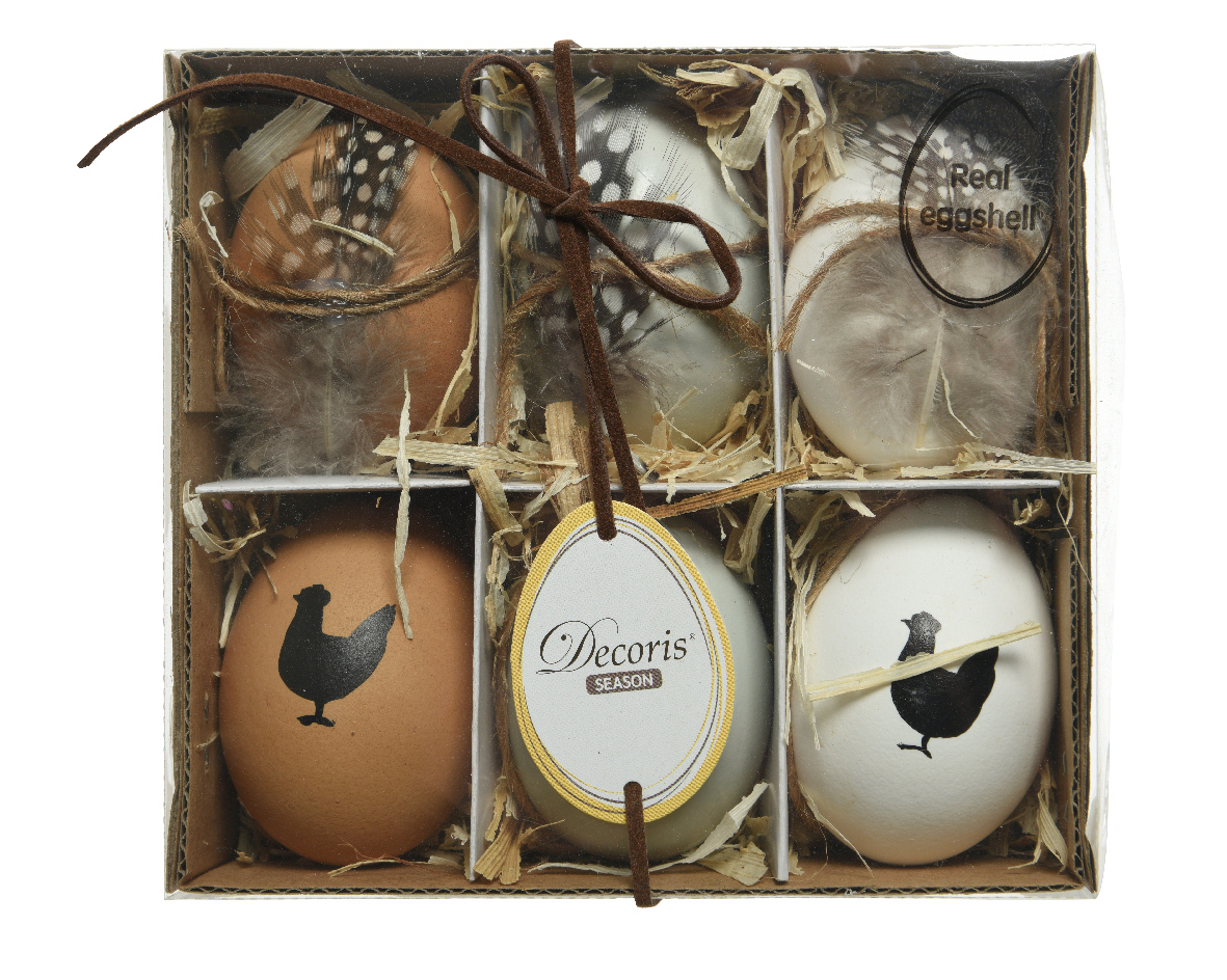 Oeufs naturels décorés en boite de 6pcs