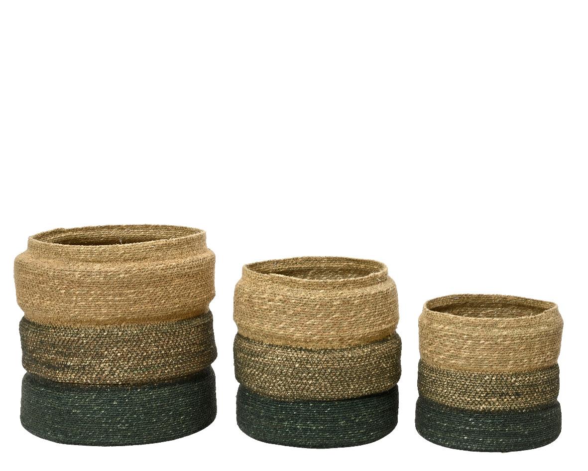 Panier en herbe marine tricolors vert