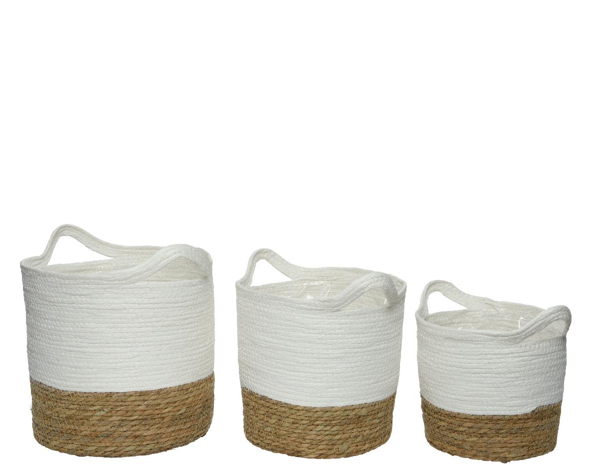 Panier blanc et naturel avec poignée