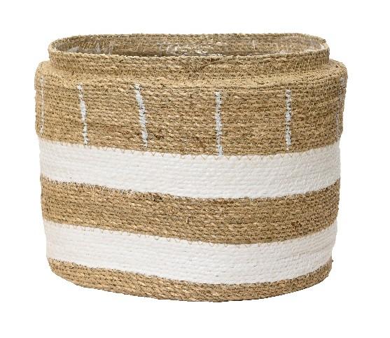 Panier ligné blanc
