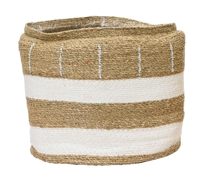 Panier ligné blanc