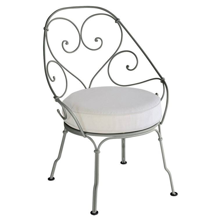 Fauteuil Cabriolet 1900 avec Coussin 81-Blanc grisé inclus