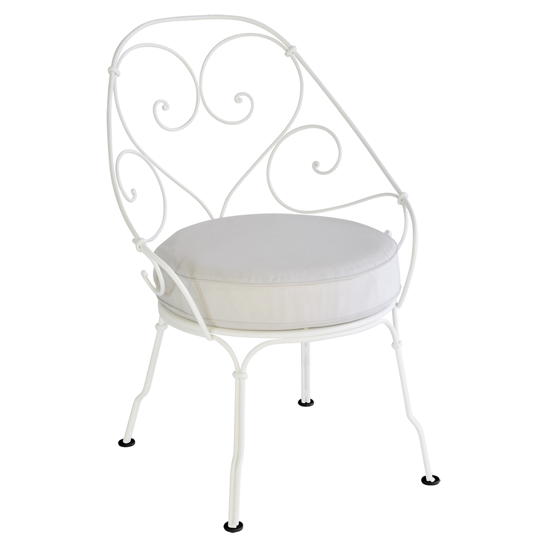 Fauteuil Cabriolet 1900 avec Coussin 81-Blanc grisé inclus