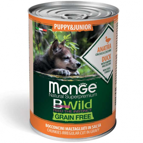 Monge Dog BWild Wet Puppy&Jun. Duck 400g