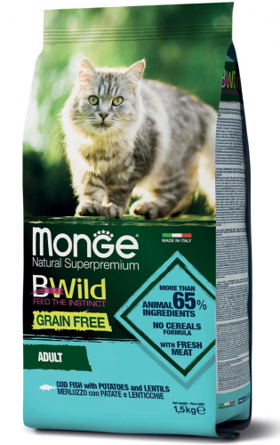 Monge Cat BWild GF Adult Codfish 1,5kg