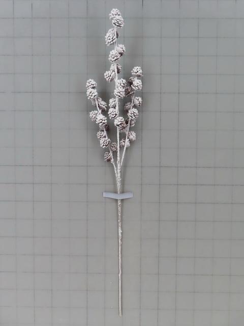 Pommes de pins enneigées en branche artificielle