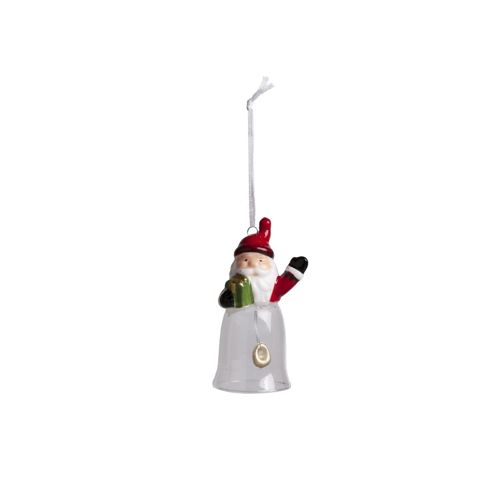 Clochette père noël à suspendre en porcelaine