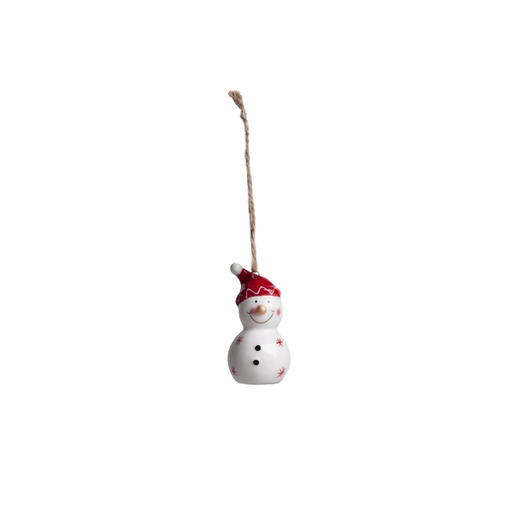 Bonhomme de neige à suspendre en porcelaine