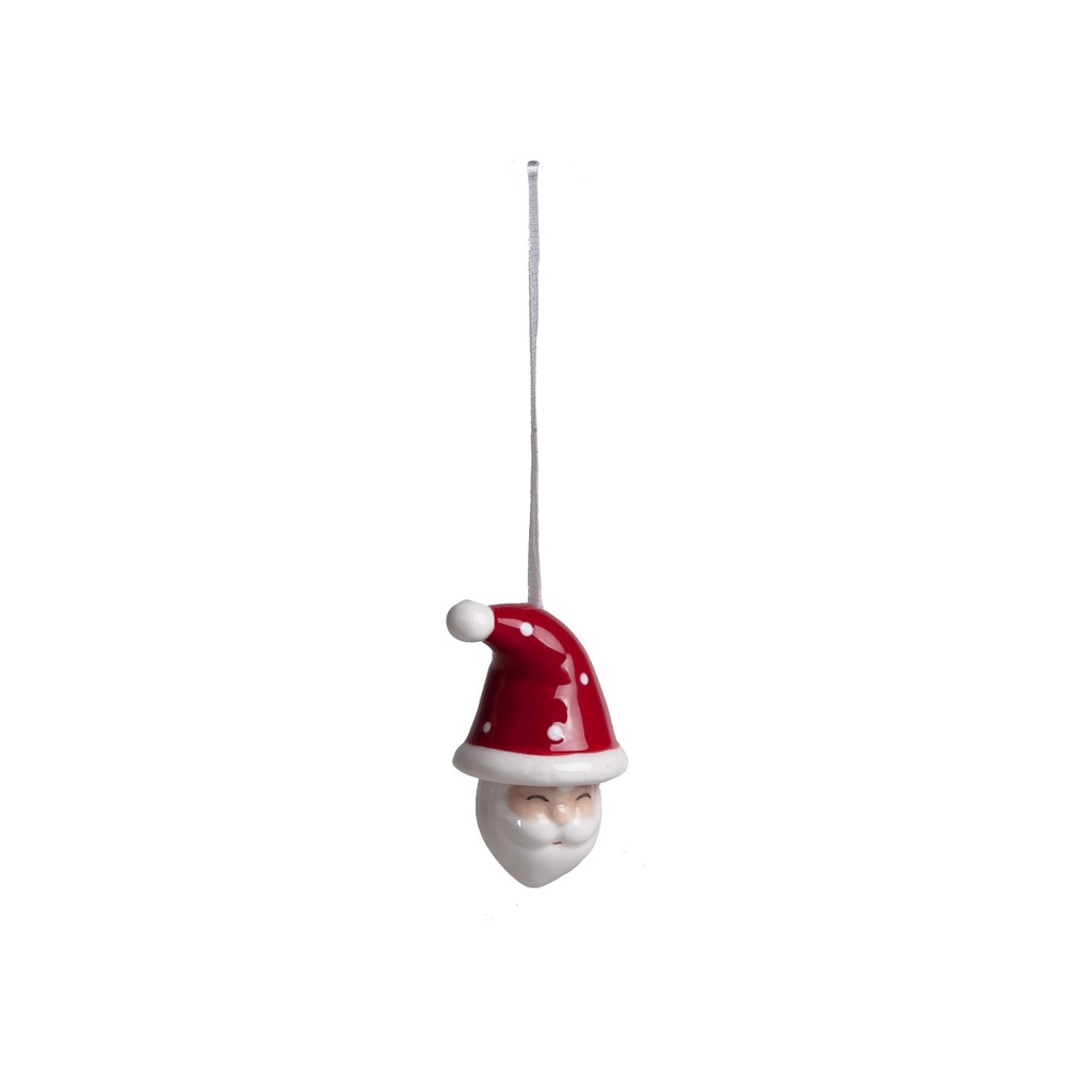 Tête de père noël à suspendre en porcelaine