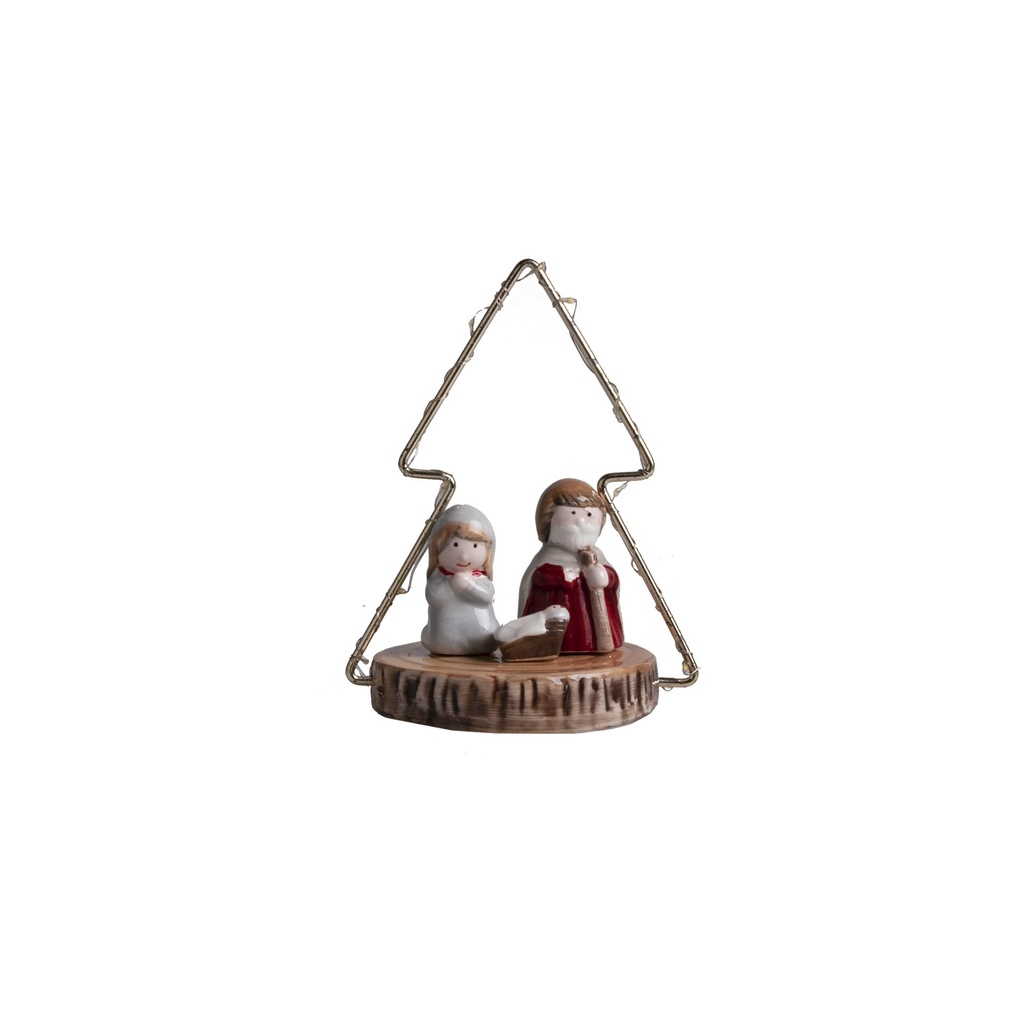 Sainte famille avec sapin Led