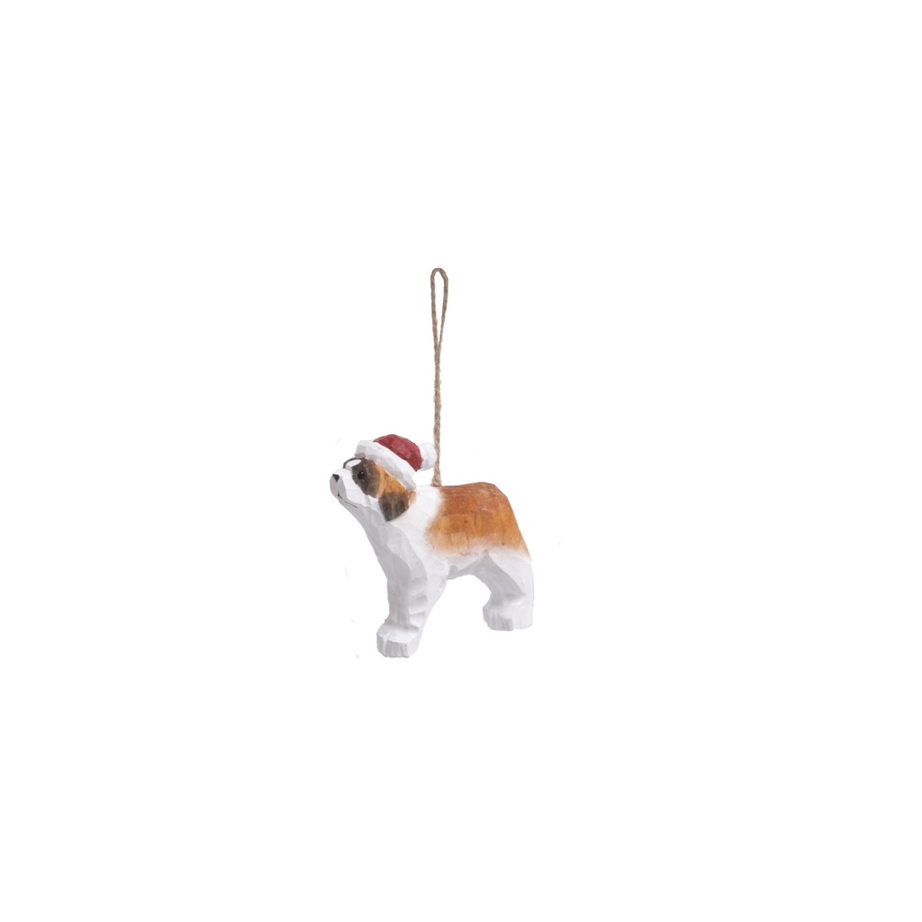 Saint-Bernard avec bonnet de Noël à suspendre