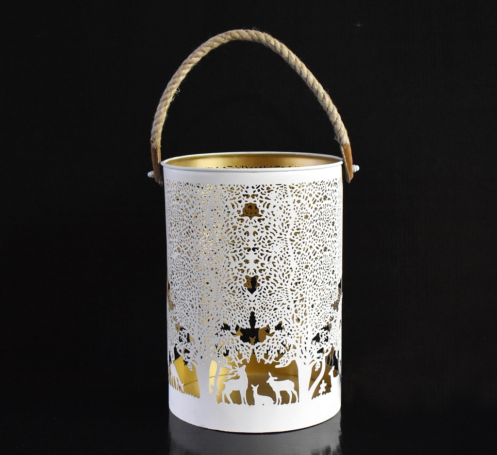 Lanterne La famille Cerfs en forêt rond