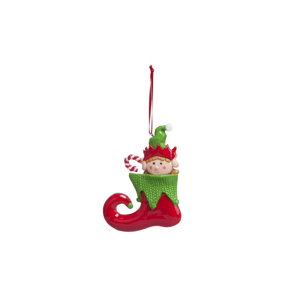 Lutin dans chausson de Noël à suspendre