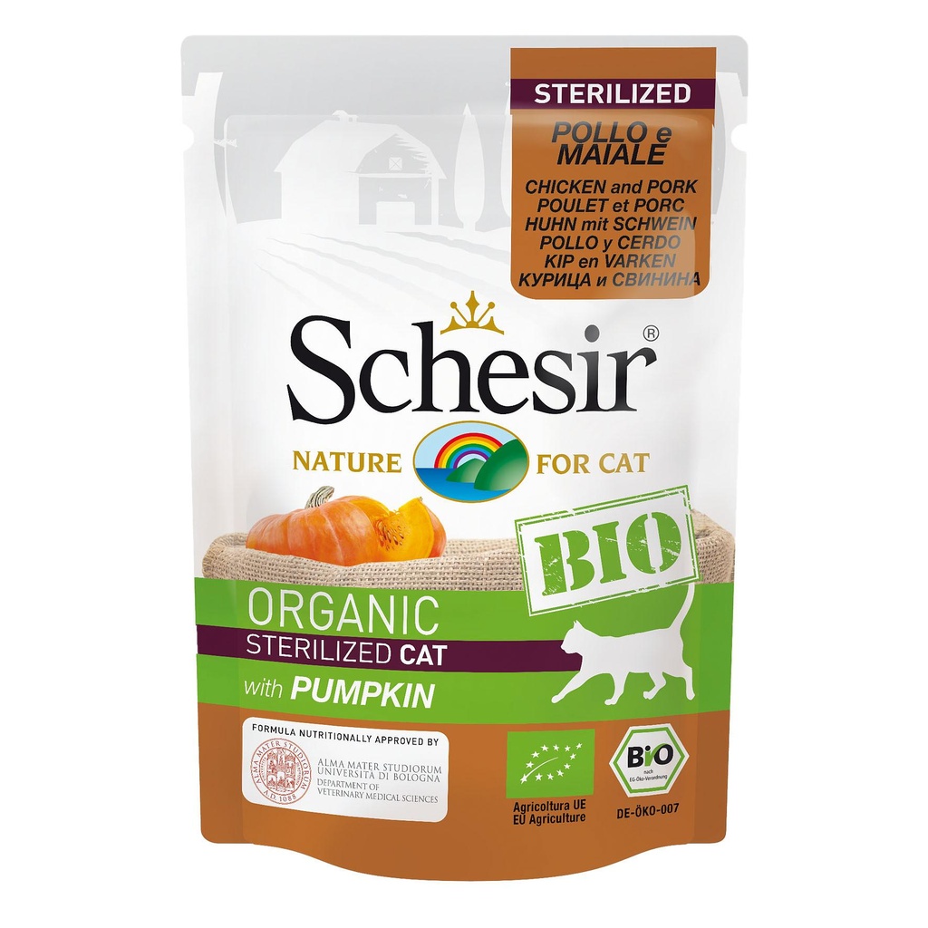 SCHESIR BIO Ad. poulet&porc+courge 85g