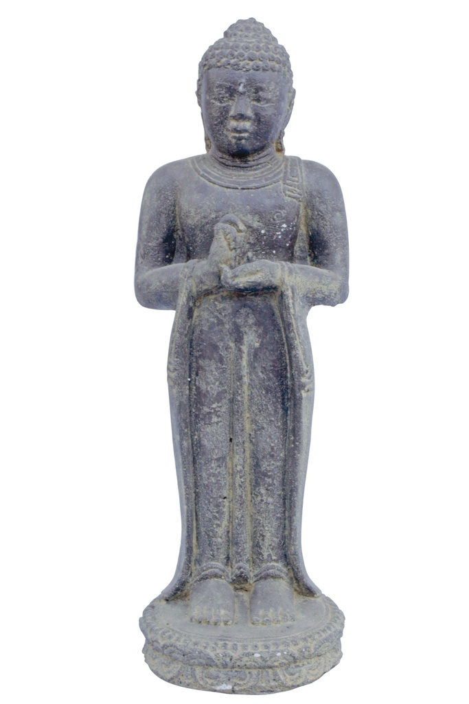 Bouddha debout, Inde, 50cm Pierre sculptée, artisanale & colorée