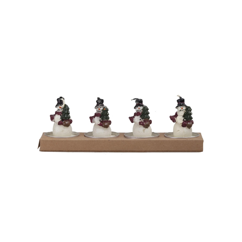 Bougie Bonhomme de neige en boite 4pcs