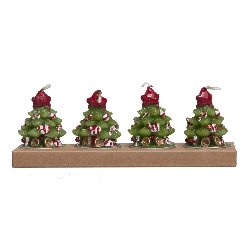 Bougie Sapin de Noël en boite 4pcs