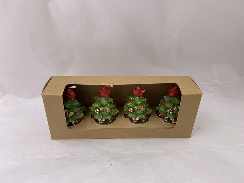 Bougies Sapin de Noël en boite 4pcs