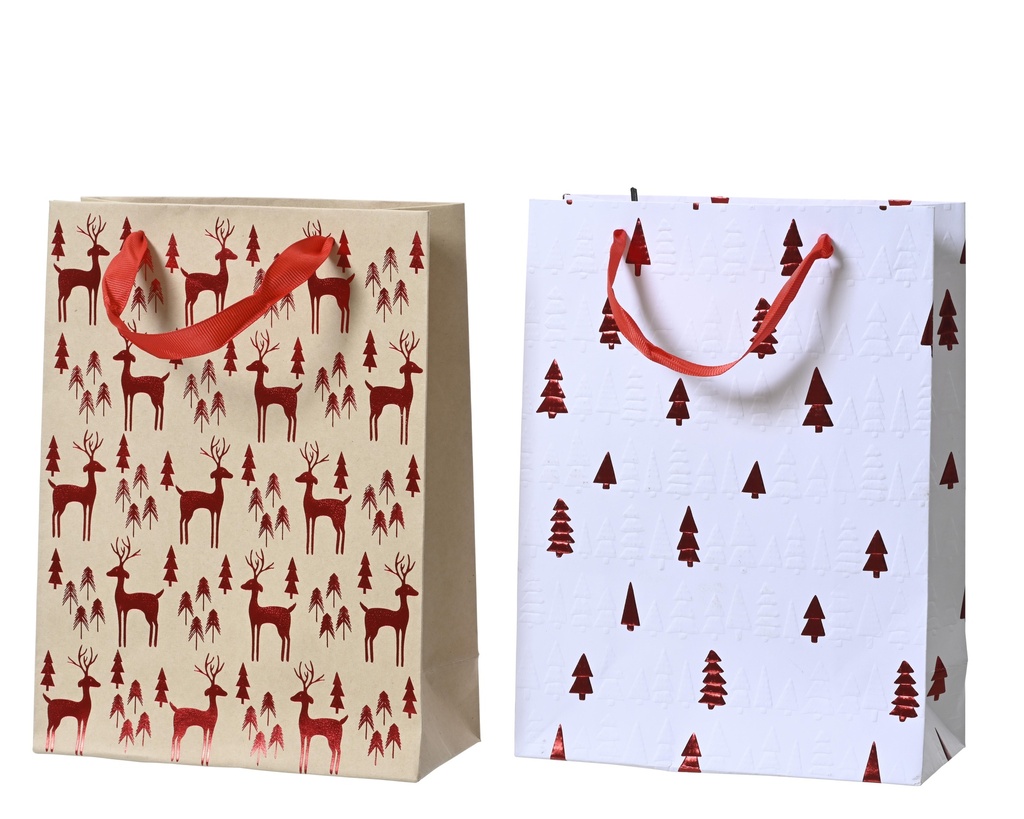 Sac Cadeaux Sapins rouge