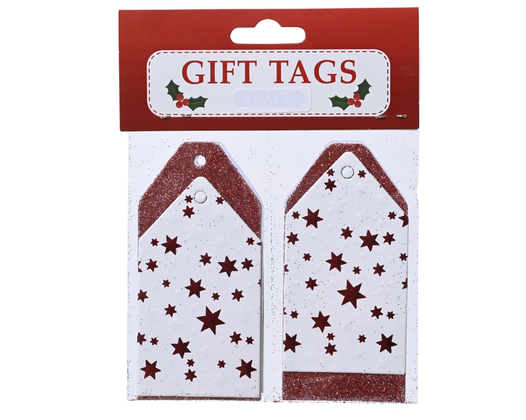 Etiquettes Cadeaux Etoiles rouge 4pcs