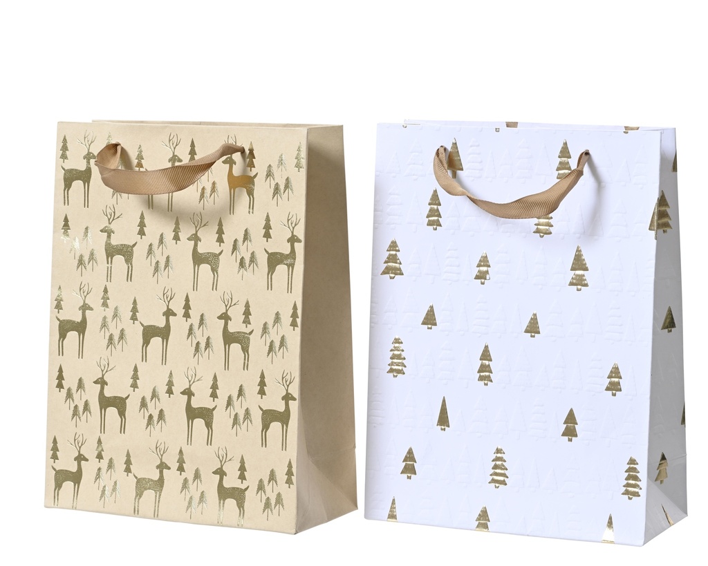 Sac Cadeaux Sapins or