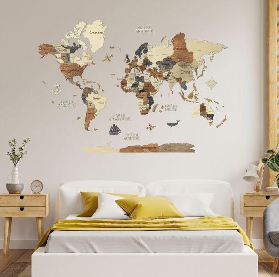 CARTE DU MONDE 3D MULTICOLOR M 70X100CM