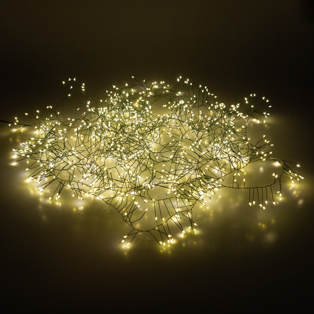 Guirlande 2000 Micro LED Chaudes et Multicolores Int./Ext.Fil vert