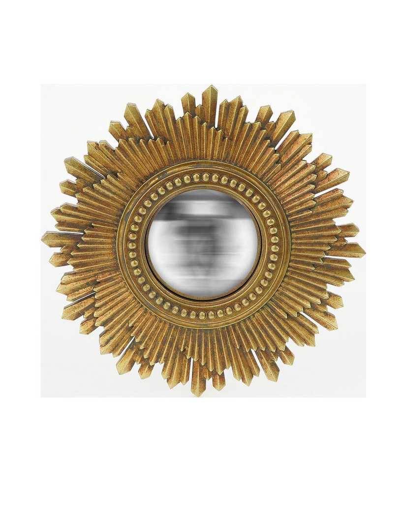 Miroir Soleil convexe doré 26,3cm