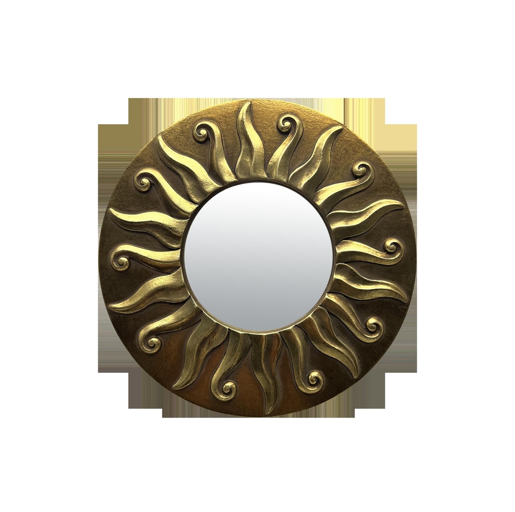 Miroir Soleil convexe doré 17,5cm
