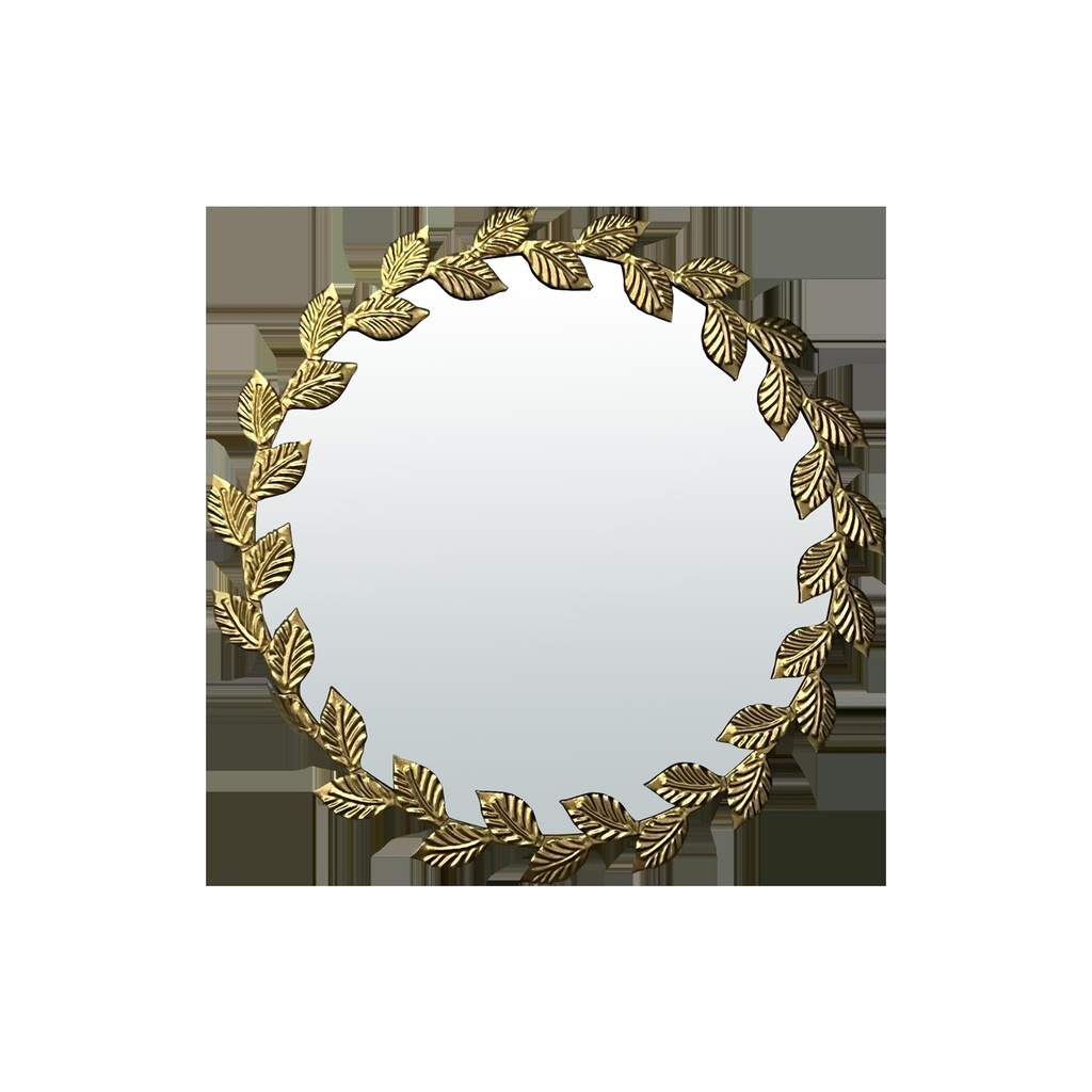 Miroir métal rond feuilles 45cm