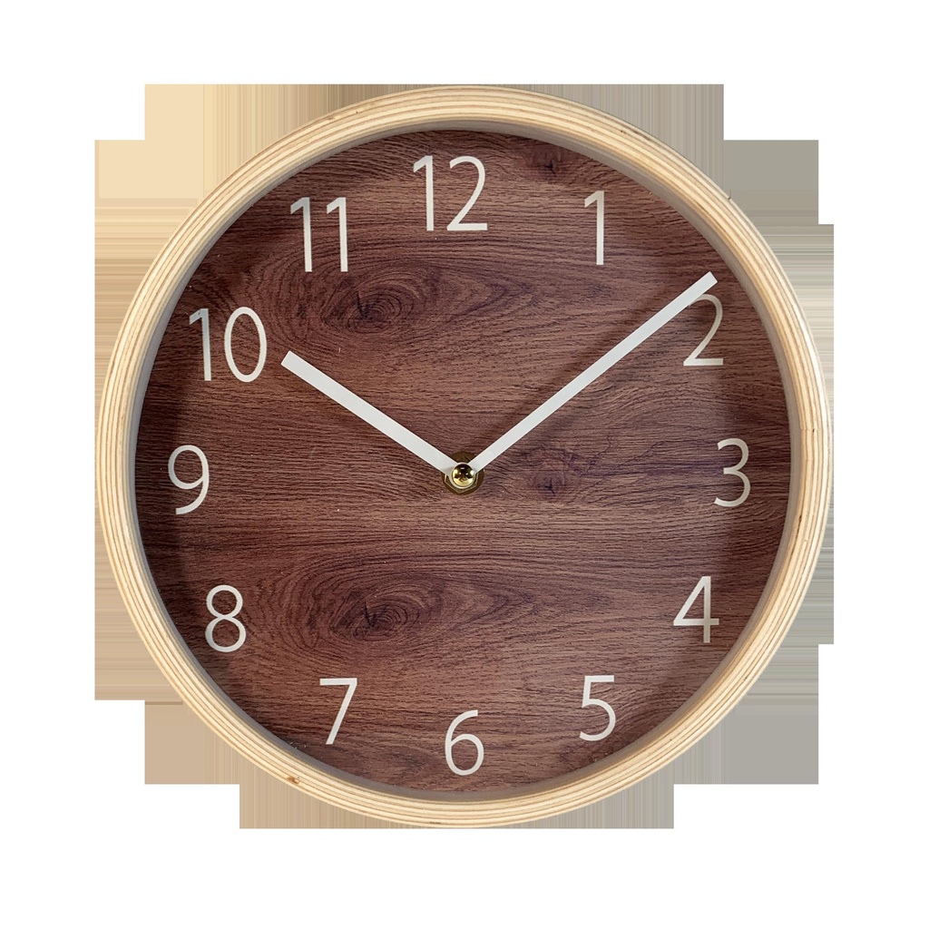 Horloge fd foncé contour bois 22cm