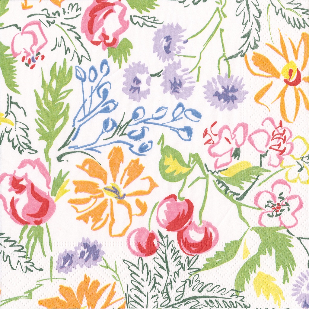 Serviette Cocktail Cerise floral