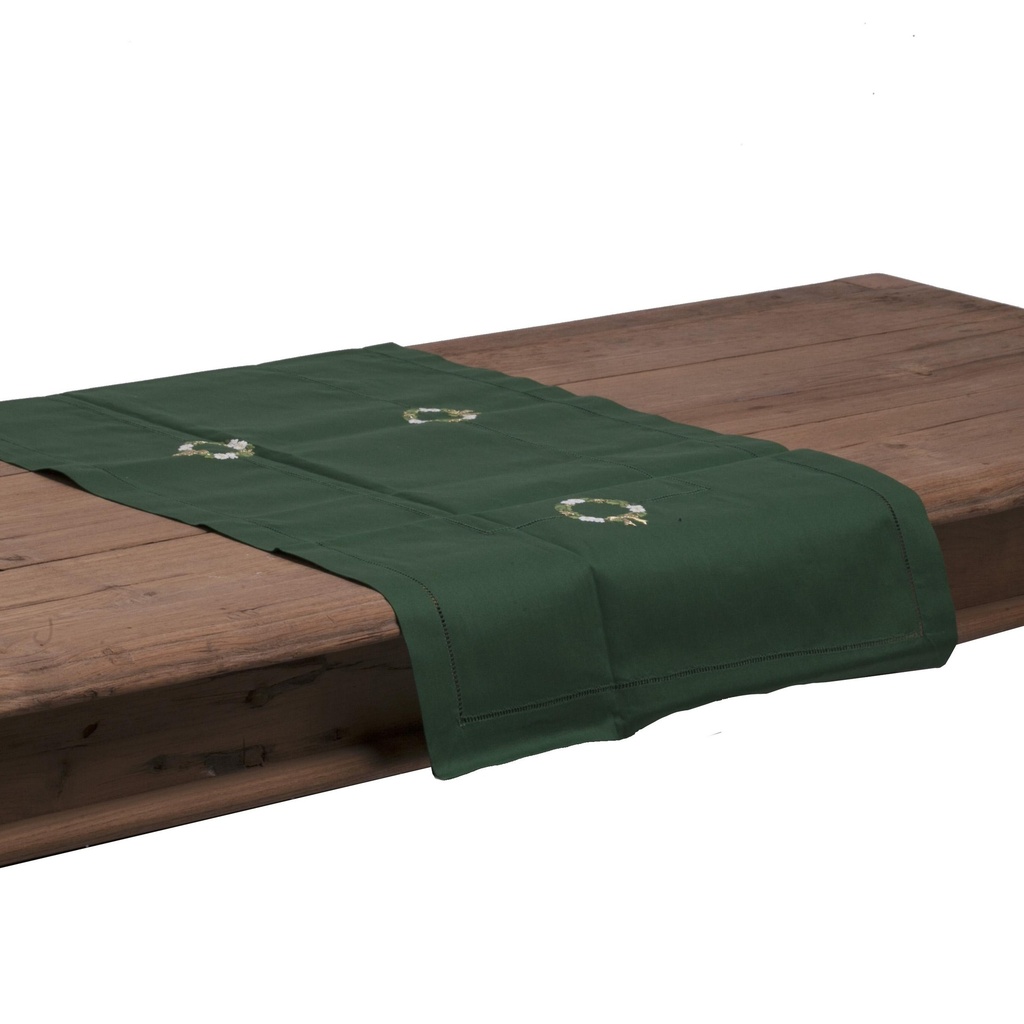 Chemin de table Couronne de houx & rose de noël