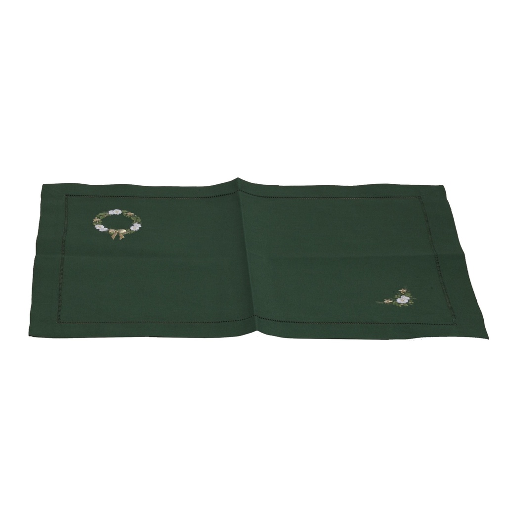 Set de table Couronne de houx & rose de noël