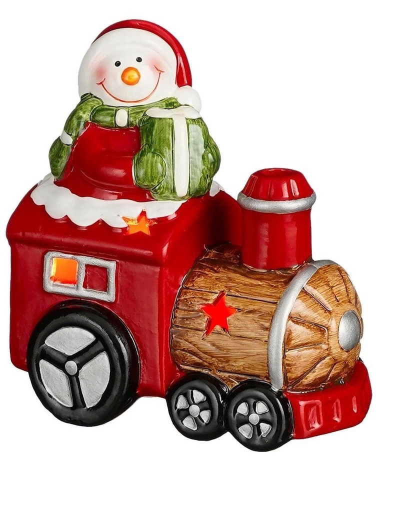 Train Bonhomme de neige lumineux