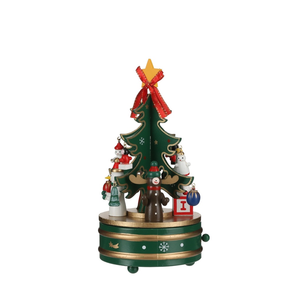 Boite à musique Sapin décoré en bois