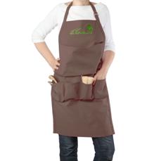 Tablier de jardin Chocolat. broderie  La Cordeline . 5 poches