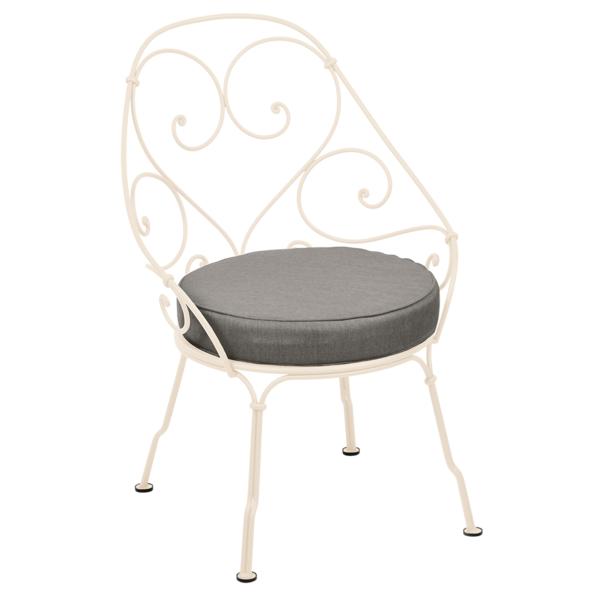 Fauteuil Cabriolet 1900 avec Coussin B8-Taupe grisé inclus