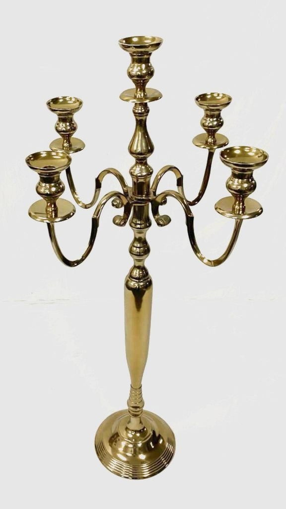 Chandelier 5 bougies or