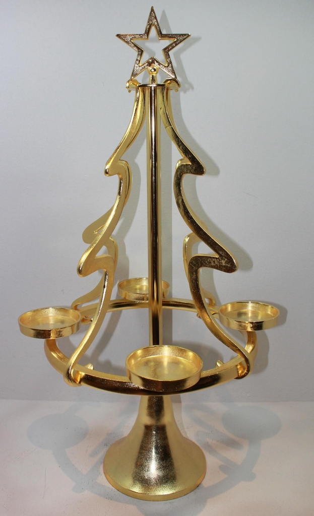 Sapin bougeoir 4 bougies or