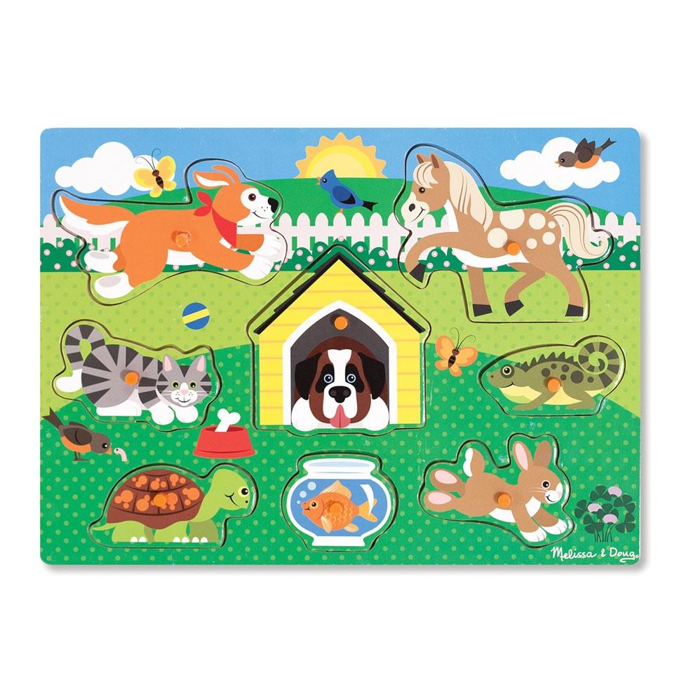 Puzzle Bois Bouton Animaux Domestiques 
