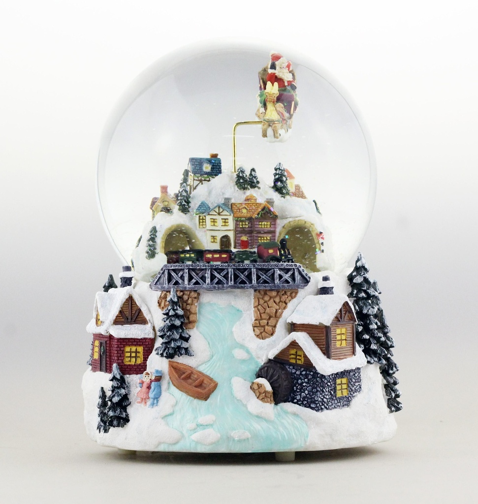 Boule à neige Père Noël volant