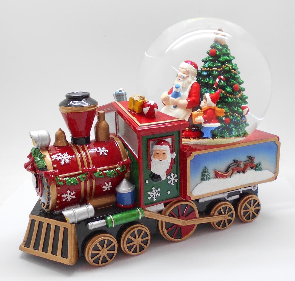 Boule à neige sur le train Père Noël