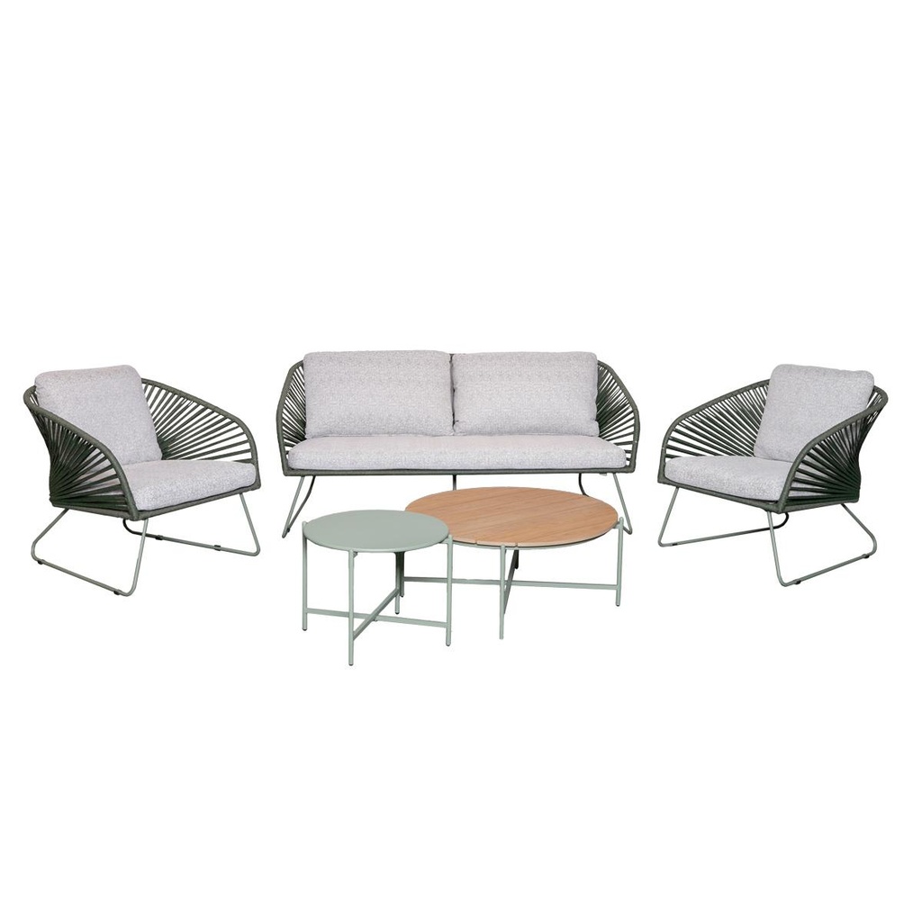 Set Peacock (1 canapé 2 places. 2 fauteuils.2 tables basses)