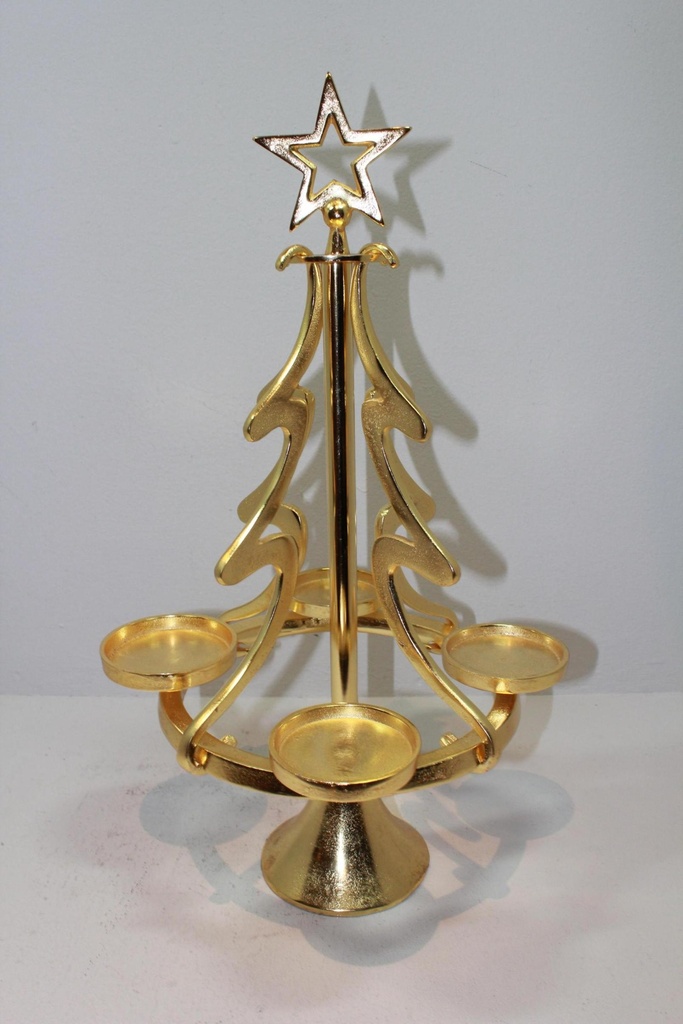 Sapin bougeoir 4 bougies or