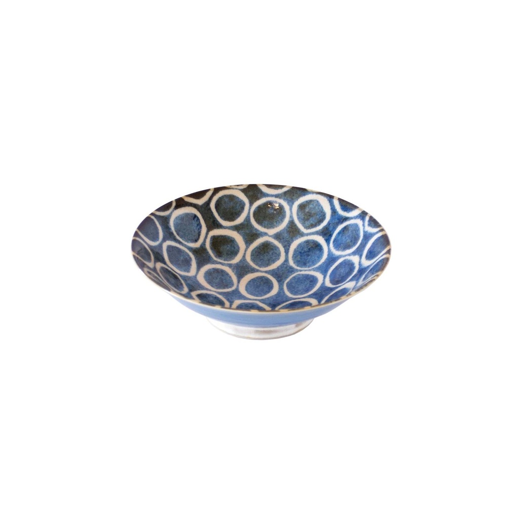 Bol bleu rond blanc