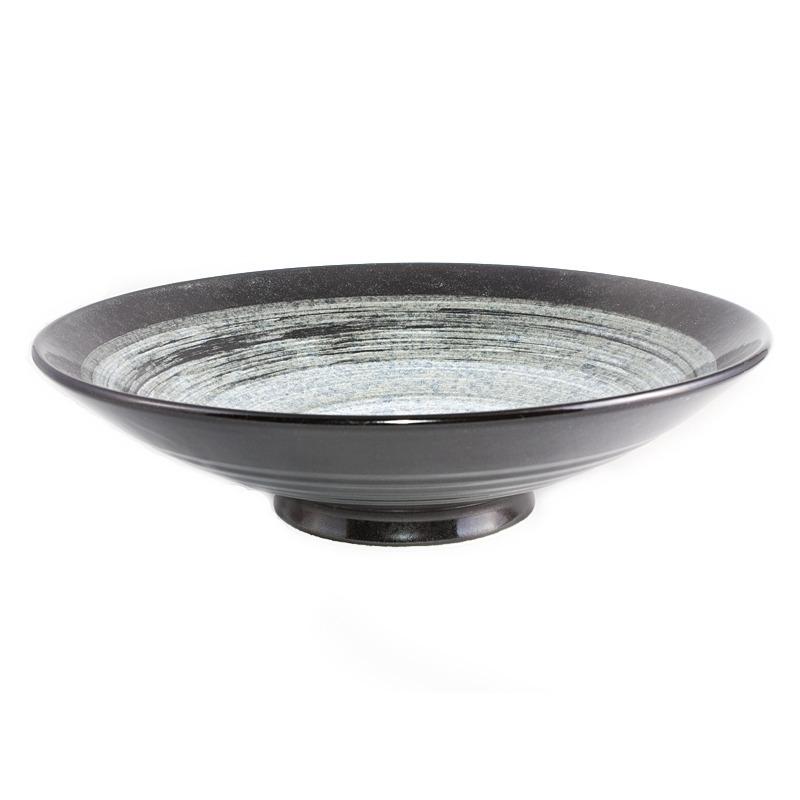 Saladier noir intérieur rond blanc