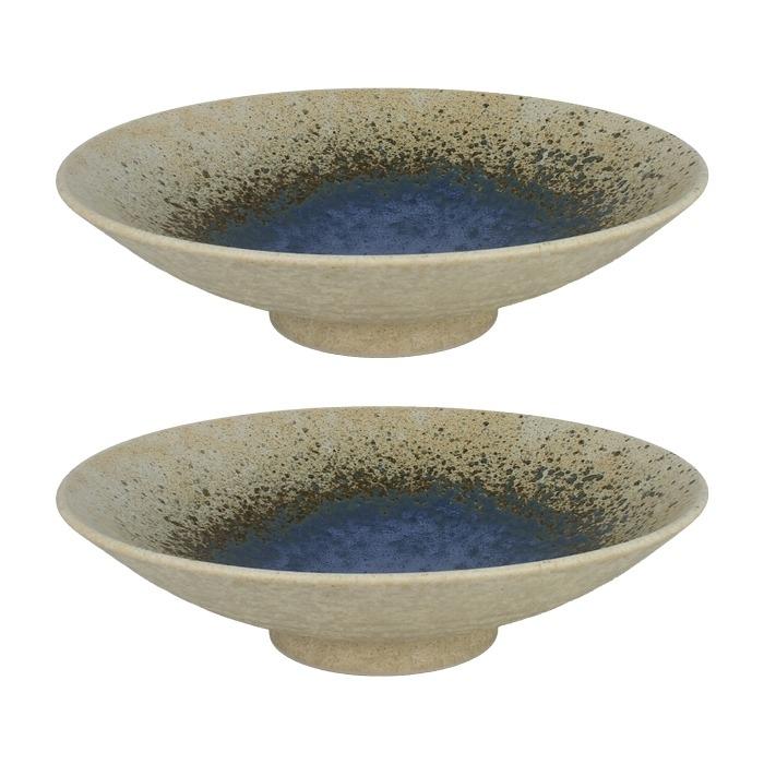 Set 2 Saladiers blanc fond bleu