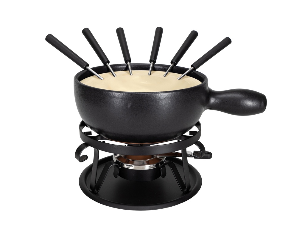 Set à fondue au Fromage  Uni  noir, 9 pièces