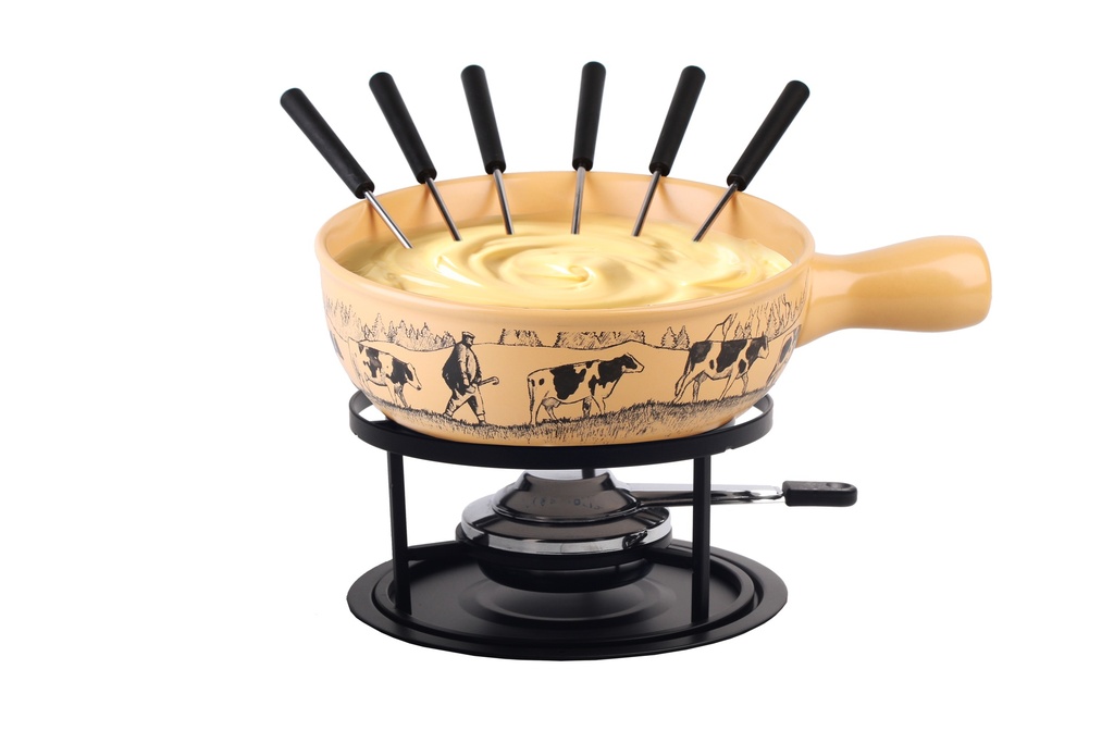 Set à fondue au Fromage  Alpaufzug  crème, 9 pièces